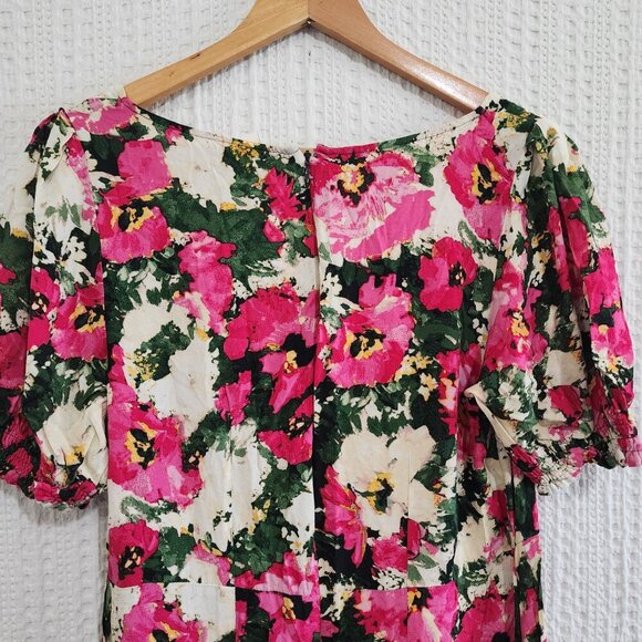 H&M Women's Floral Patterned Midi Flowy Dress in Pink and Cream Size Medium - Picture 12 of 16